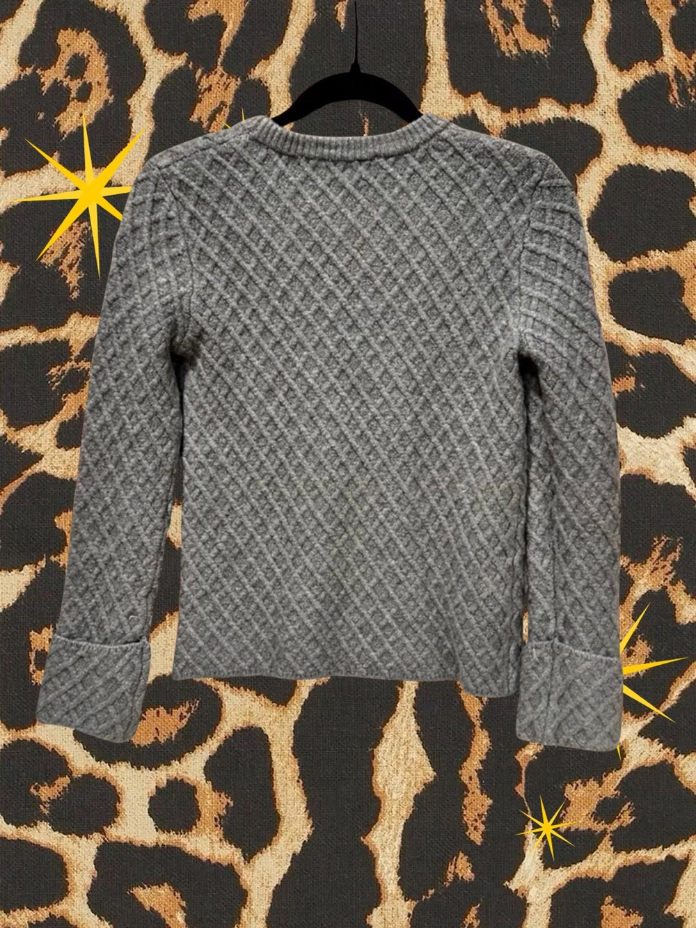 MAGASCHONI WOMENS DIAMOND KNIT CUFFED SWEATER SIZE SMALL - Picture 5 of 6